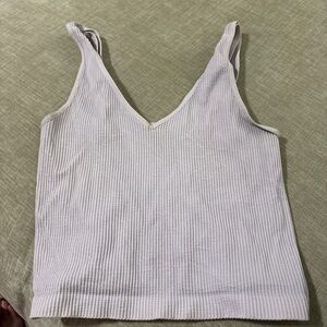 Free People Cream Ribbed Tank Top